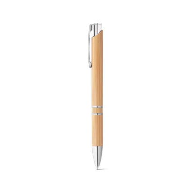 Beta Bamboo – Stylo à bille en bambou avec clip et attributs métalliques
