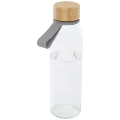 Bouteille d'eau en verre Porto de 500 ml avec poignée en silicone et couvercle en bambou