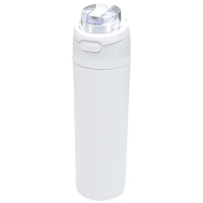 Bouteille d'eau Theron 800 ml en acier inoxydable à simple paroi recyclé RCS, avec bouchon à double fonction et paille rabatt