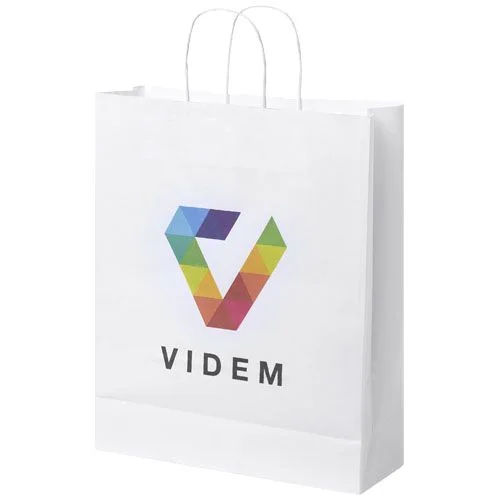 Sac en papier Kraft 80-90 g/m² avec poignées torsadées, 32 x 12 x 40 cm
