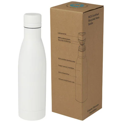 Bouteille isotherme Vasa en acier inoxydable recyclé certifié RCS de 500 ml avec isolation par le vide et couche de cuivre