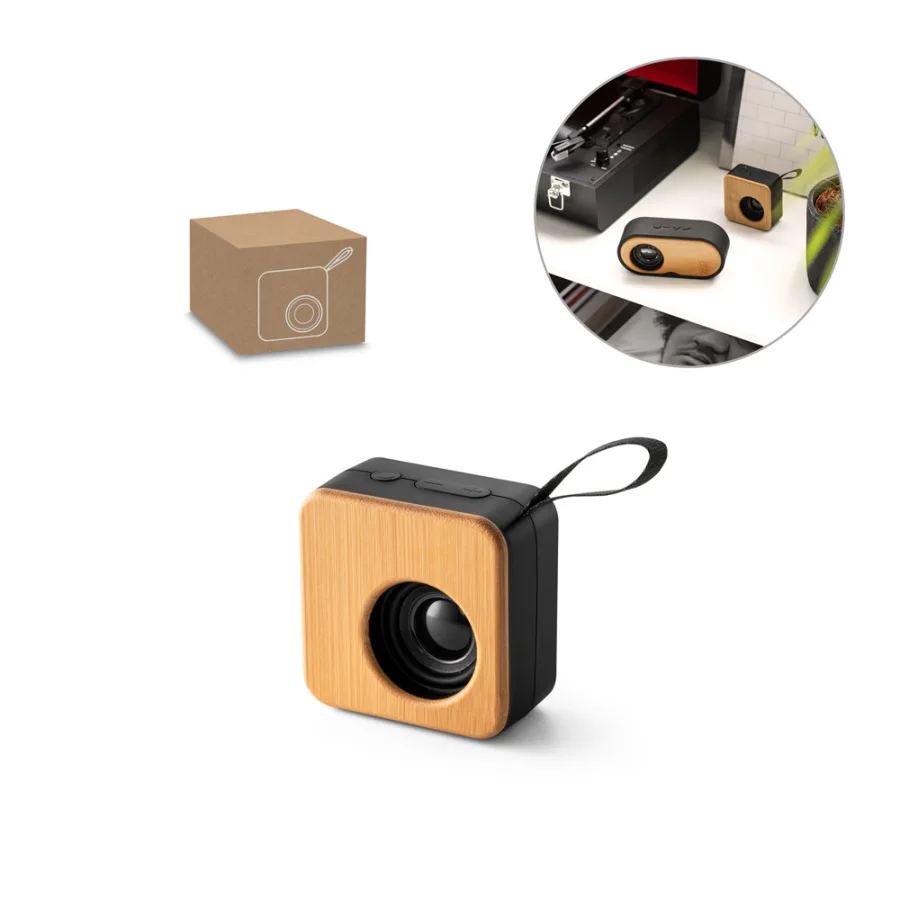 Mayer – Enceinte portable 3W avec 4h d'autonomie en bambou et ABS