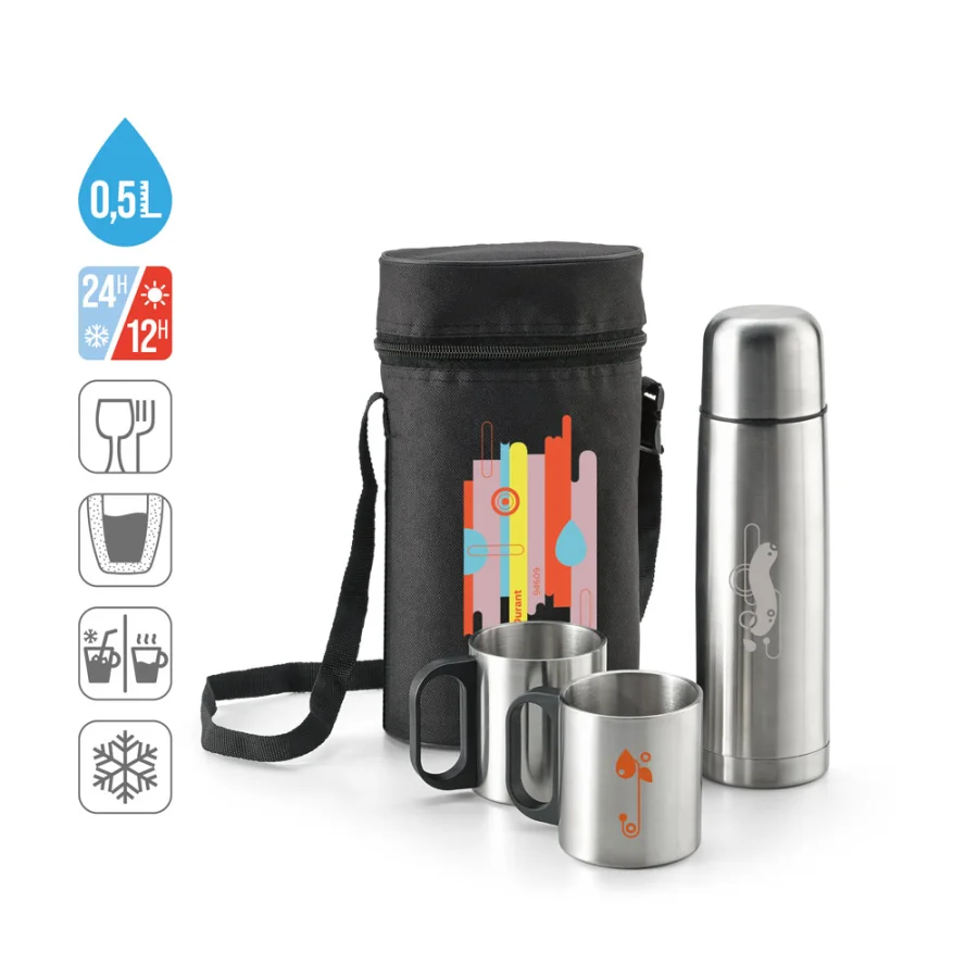 Durant – Ensemble thermos et mug en acier inoxydable