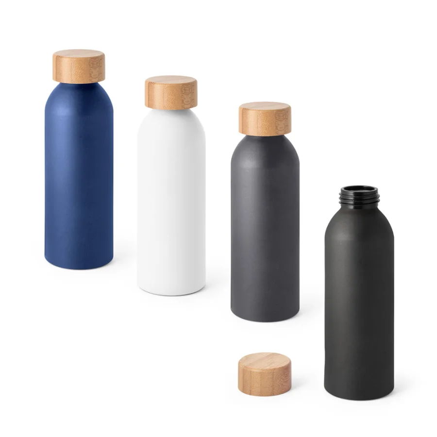 Queta – Bouteille 550mL en aluminium avec bouchon en bambou