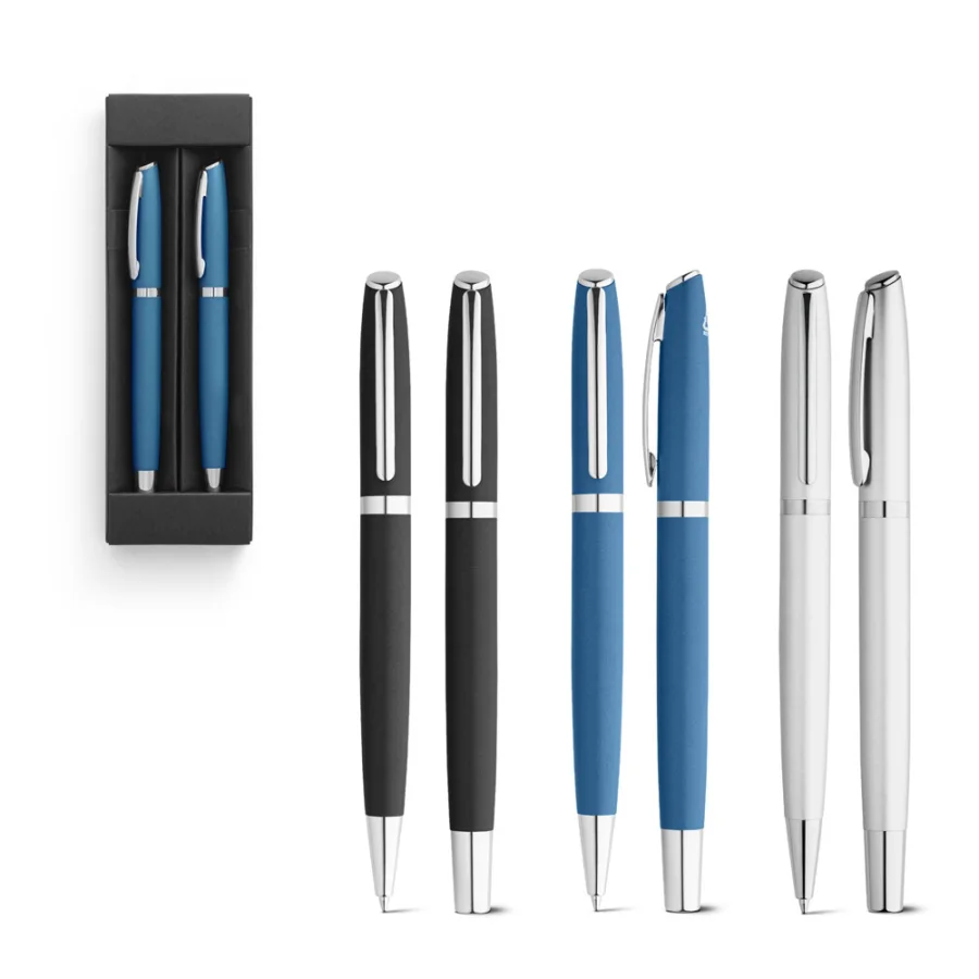 Re-Lando-Set – Set rollet et stylo bille avec corps en aluminium recyclé (100% rAL)