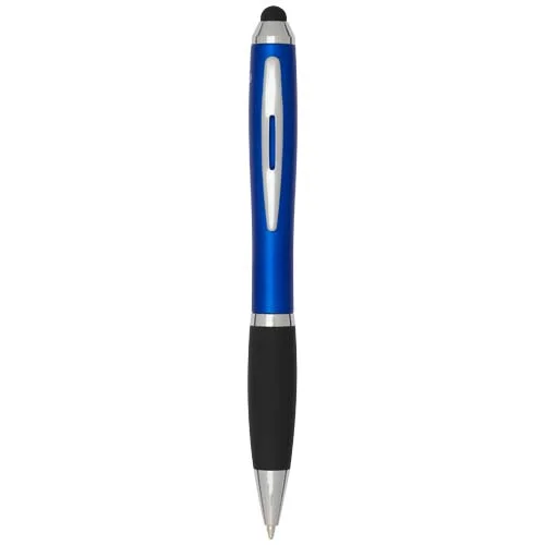 Stylo bille à stylet en plastique recyclé RCS avec corps coloré et grip noir (encre noire) Nash