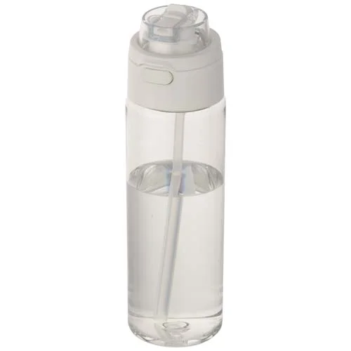 Bouteille d'eau Theron de 700 ml en plastique recyclé RCS, avec bouchon double fonction et paille rabattable