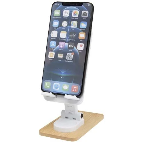 Support de téléphone de bureau Alfirk pliable en plastique recyclé avec détails en bambou