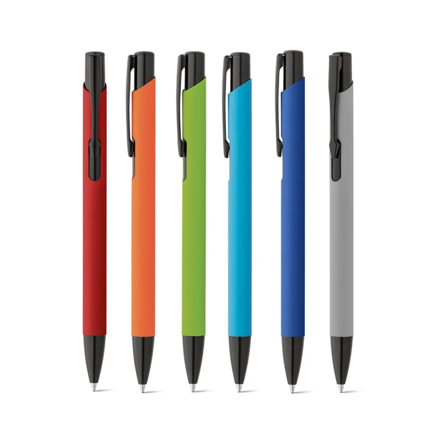 Poppins – Stylo en aluminium avec finition en caoutchouc
