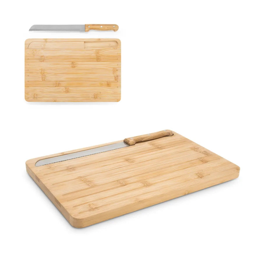 Catcher – Planche à découper le pain en bambou avec couteau inclus