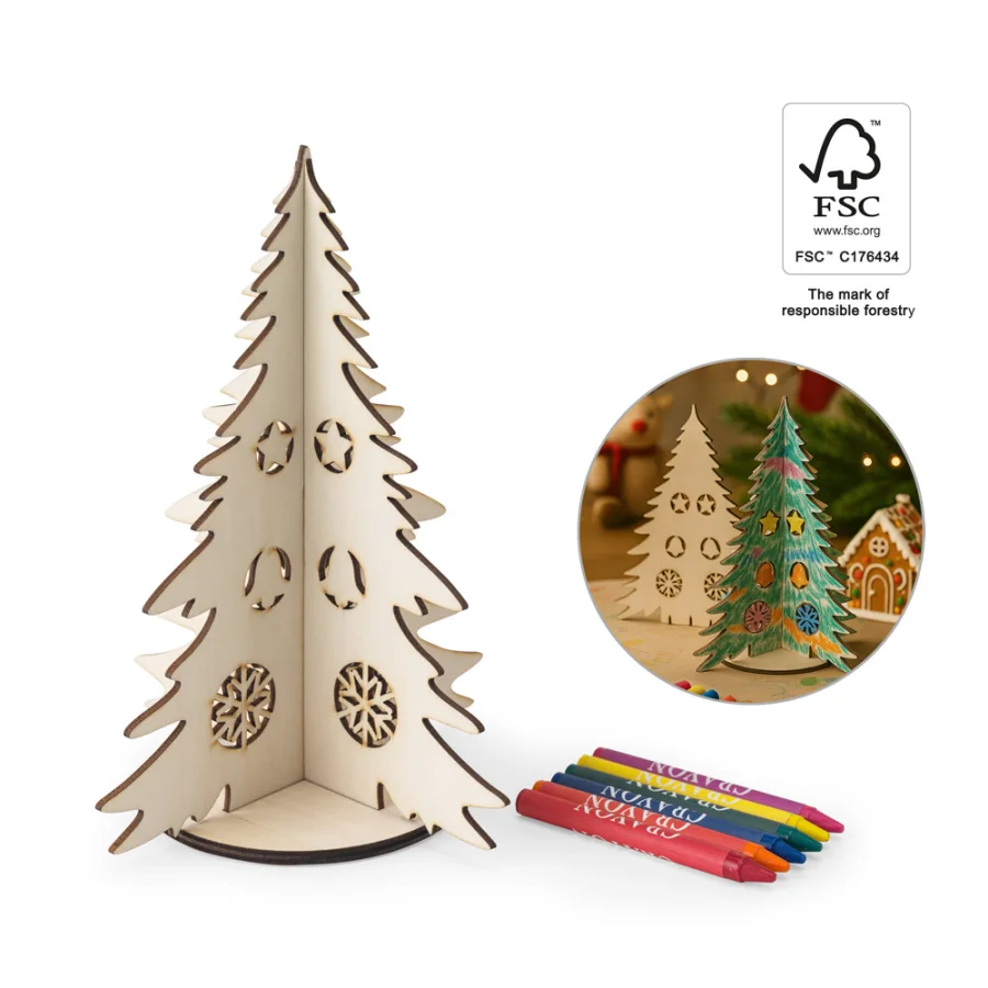Pinery – Arbre de Noël en bois pliable à colorier