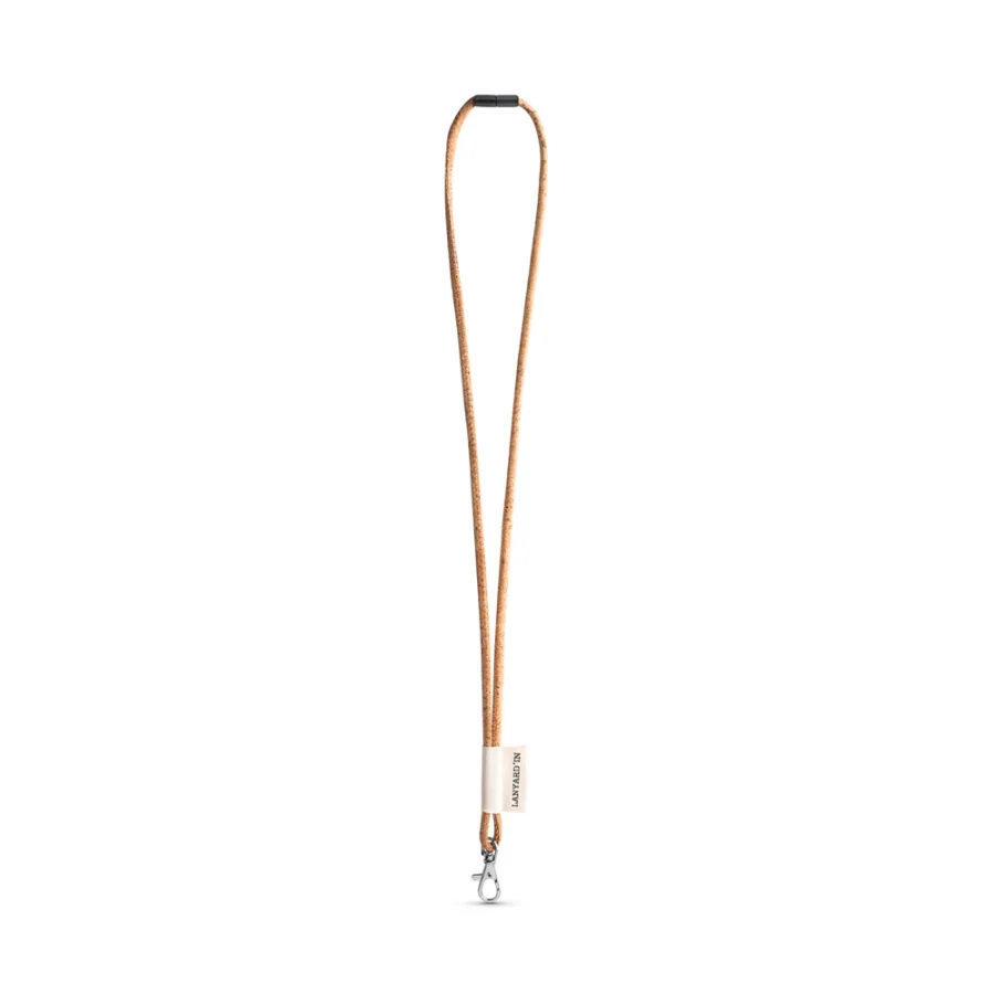 SET Lanyard CORK Long (Ø 5 mm) avec mousqueton à déclenchement de 9 mm et fermoir de sécurité Ø 5 mm