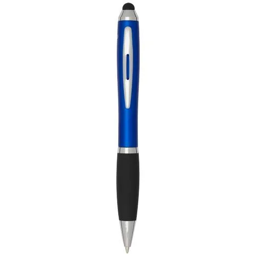Stylo bille à stylet en plastique recyclé RCS avec corps coloré et grip noir (encre noire) Nash