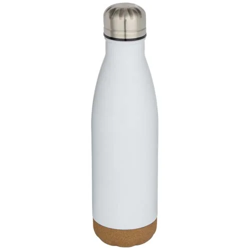 Bouteille d’eau Cove de 500 ml en acier inoxydable isolée sous vide et à double paroi avec détails en liège