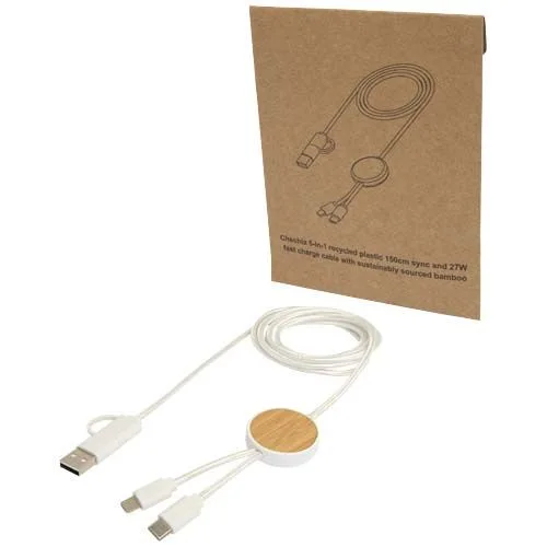 Câble 5 en 1 Chechia en plastique recyclé de 150 cm pour la synchronisation des données et la charge rapide de 27 W avec déta
