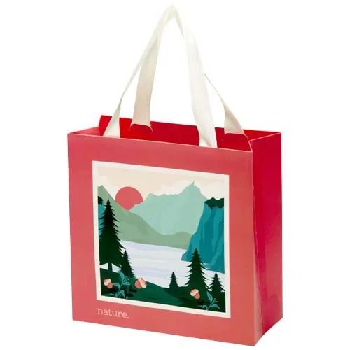 Sac en papier Smartfold 210 g/m² avec anses en ruban et pelliculage mat - 24 x 10 x 24 cm