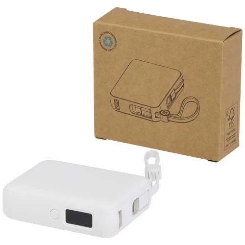 Batterie externe Acrux de 10 000 mAh et 35 W pour tablette avec câble Type-C intégré - fabriquée en plastique recyclé