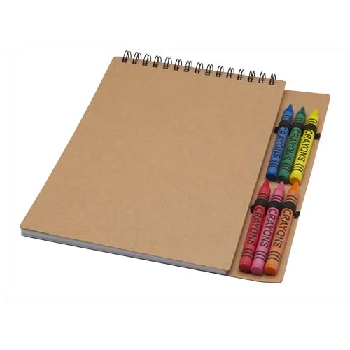 Carnet de notes à spirales Doodle A5 à couverture souple et set de crayons gras