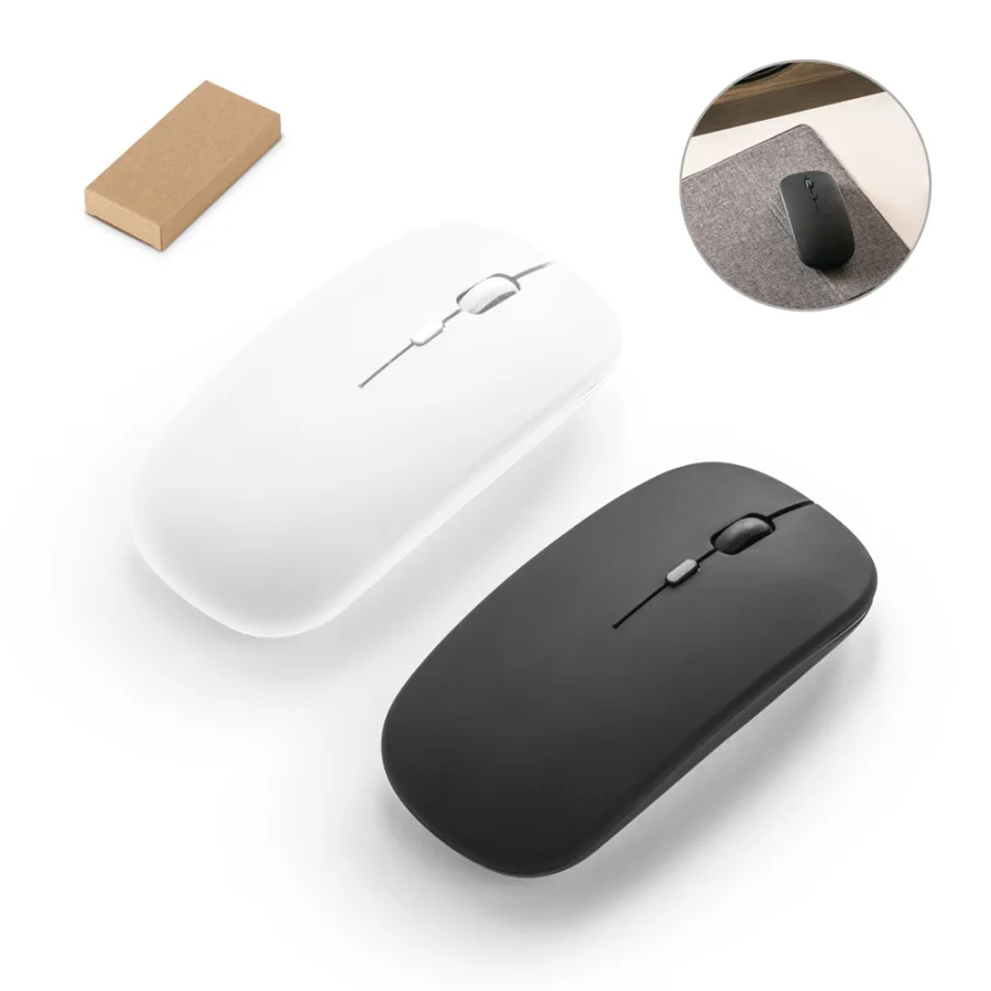 Khan – Souris sans fil avec batterie 500mAh en ABS recyclé (100 % rABS)