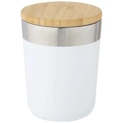 Gobelet Lagan de 330 ml en acier inoxydable avec isolation par le vide et couche de cuivre, avec couvercle en bambou