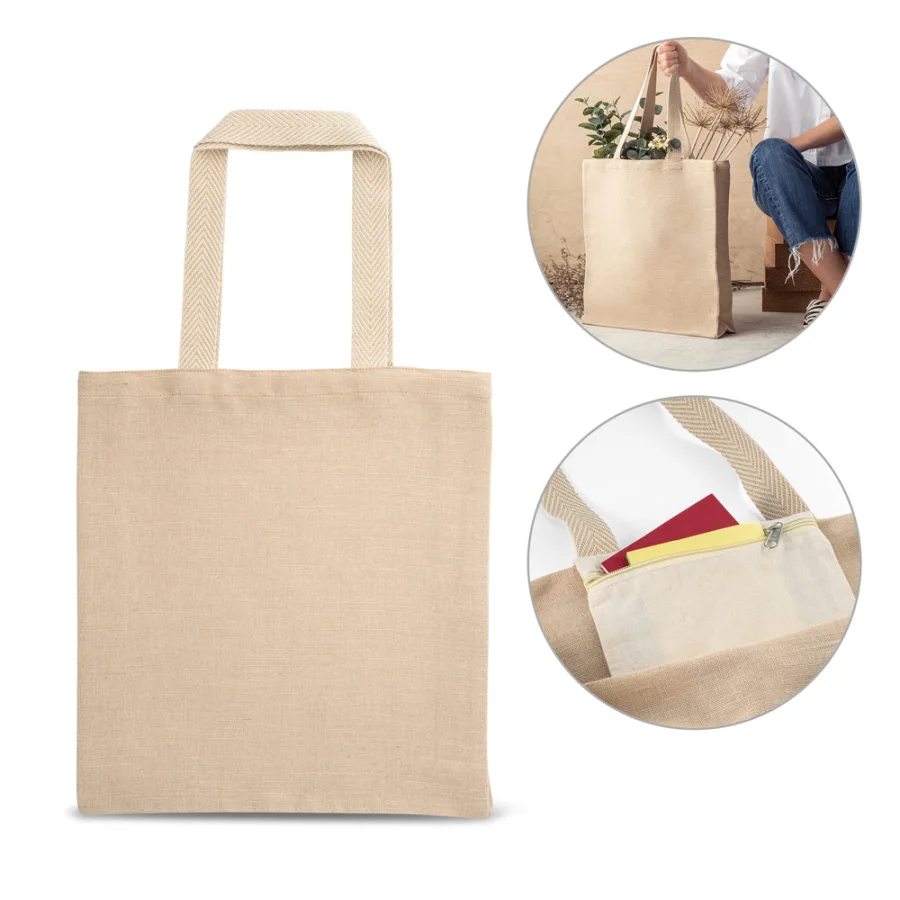 Padova – Sac à dos en juco (275 g/m²) 100% coton (120 g/m²) avec poche intérieure