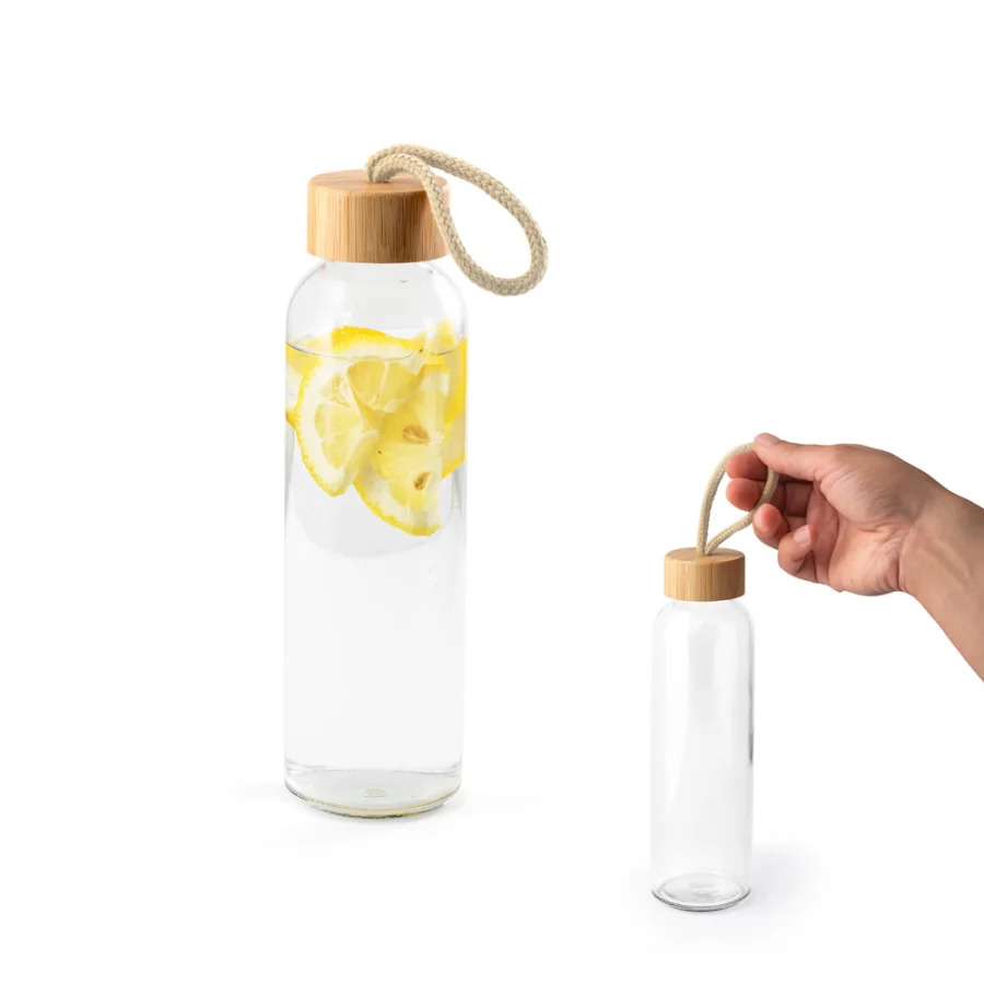 Crosby – Bouteille en verre avec bouchon en bambou, 520 ml