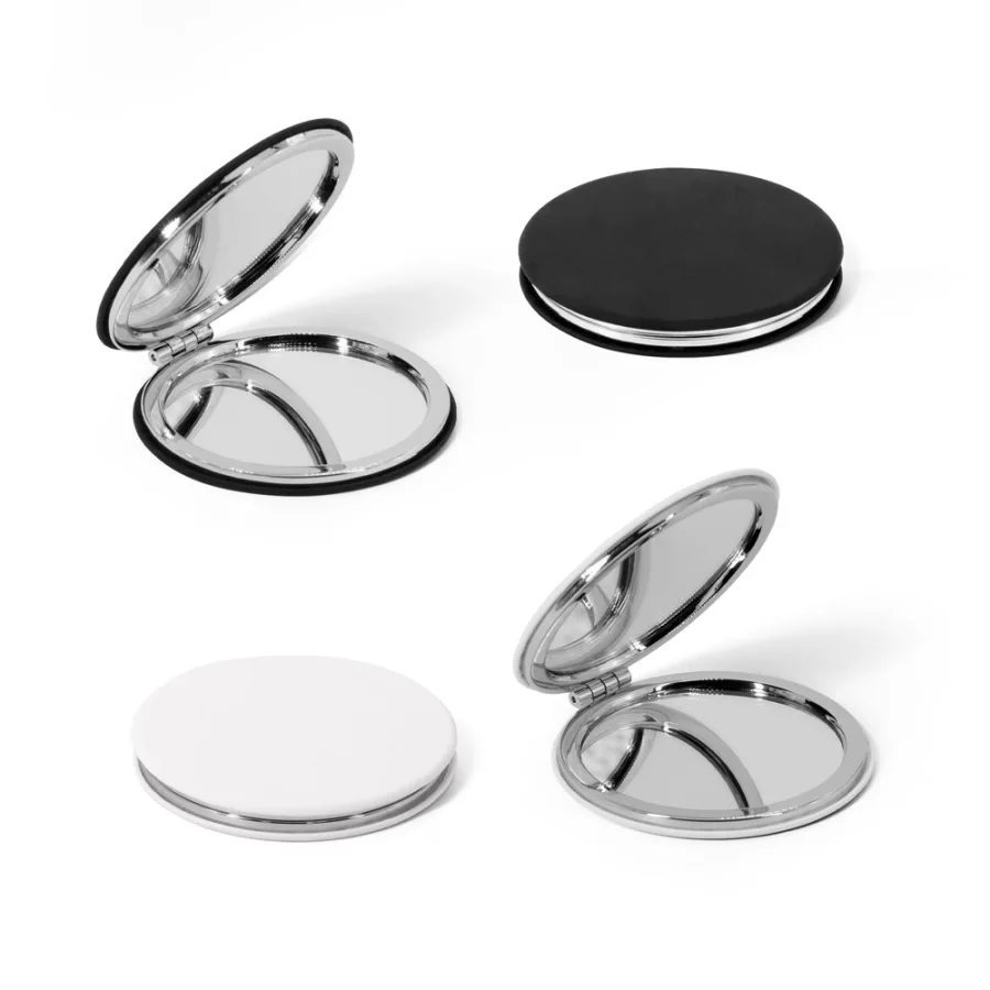 Freya – Miroir rond double face avec extérieur en PU mat