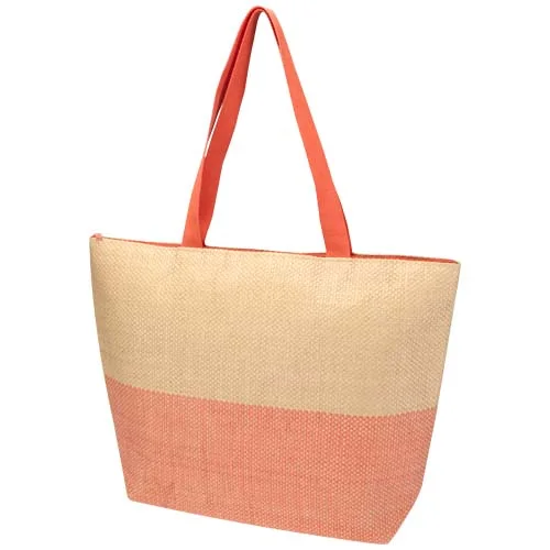 Grand sac fourre-tout en papier paille Rhythm avec fermeture à glissière, 21 L