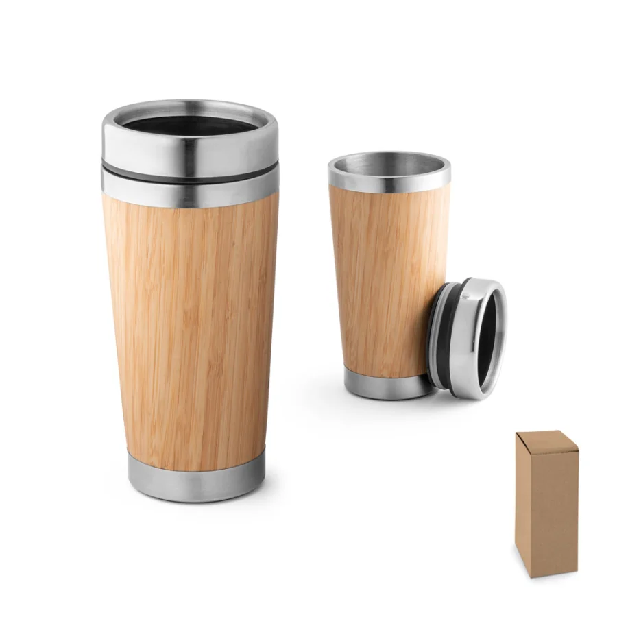 Pietro – Tasse de voyage 500mL en babou et acier inox