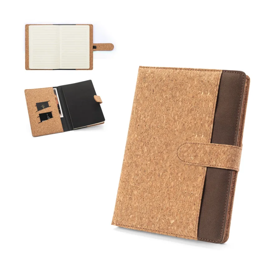 Fielding – Classeur A5 en liège et polyester recyclé (100 % rPET) avec bloc-notes amovible