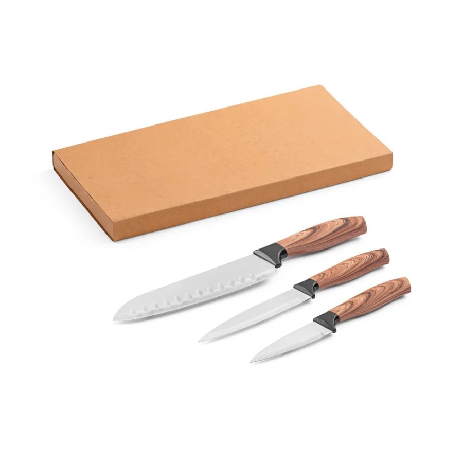 Baharat – Lot de 3 couteaux de cuisine avec lame en acier inoxydable
