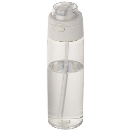 Bouteille d'eau Theron de 700 ml en plastique recyclé RCS, avec bouchon double fonction et paille rabattable