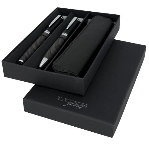 Parure de stylos bille et roller avec étui Carbon (encre noire)