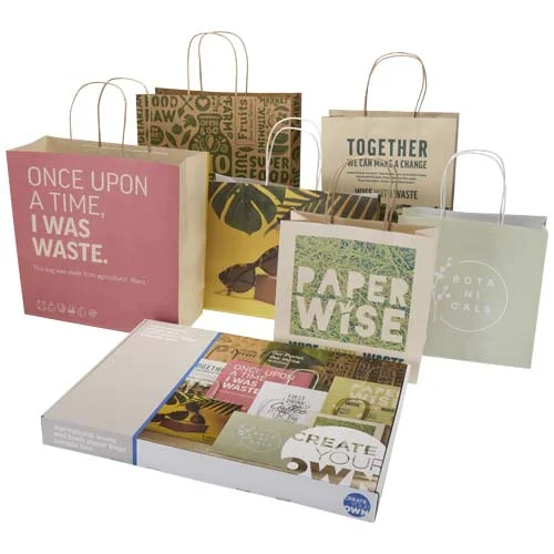 Boîte d'échantillons de sacs en papier Kraft et fabriqués à partir de déchets agricoles