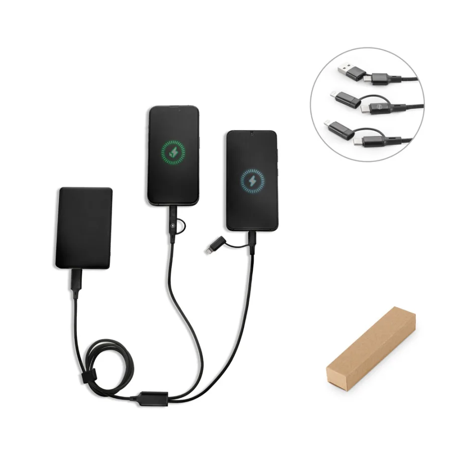 Bertozzi – Câble USB ultra rapide 6 en 1 en aluminium recyclé (20 %) et PET recyclé (4 %)