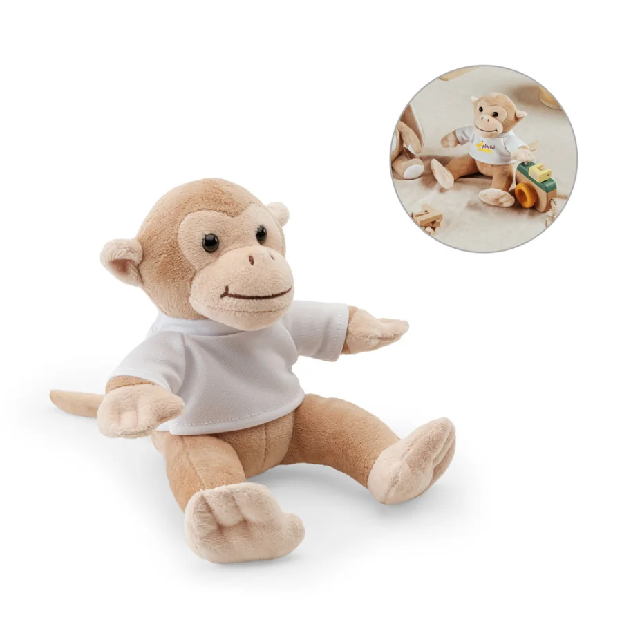 Monky – Peluche en polyester, en forme de singe, avec t-shirt