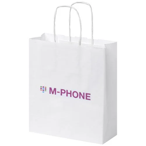 Sac en papier Kraft 80 g/m² avec poignées torsadées, 18 x 8 x 21 cm