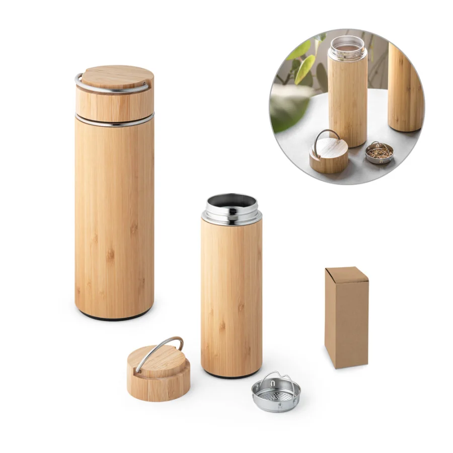 Sow – Thermos 440mL en bambou et acier inox