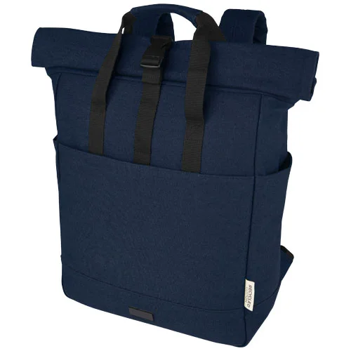 Sac à dos pour ordinateur portable Joey de 15 L en toile recyclée GRS 15 pouces avec dessus enroulable